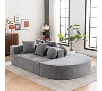 Sofá cama Boneless Cloud Sofá, 263 x 171 cm, chenilla, gris, modular | Sofá, sin montaje, comprimido, despliegue de 72 horas, 4 cojines, superficie de descanso 263 x 171 cm