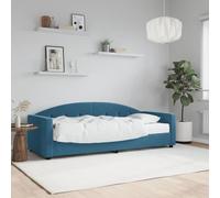 Sofá cama – Cama sofá – Futón con tapizado de terciopelo azul y estructura de madera maciza – 80x200 cm