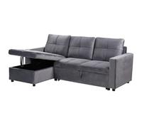 Sofá cama con arcón y chaise longue pau 215x135cm 3 plazas gris terciopelo