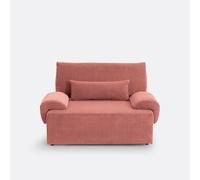Sofá cama con caja de 2 plazas de terciopelo acanalado, MAONA. Talla 2 plazas. Color rosa palo