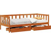 Sofá cama con cajón 3 pcs Marrón cera Madera de Pino Macizo