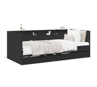 Sofá Cama Con Cajones Sin Colchón Negro 75x190 Cm Vidaxl