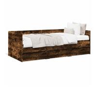 Cama de día con cajones, roble ahumado, 90x190 cm, fabricada en material de madera