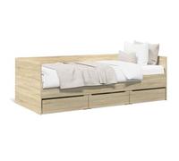Sofá Cama Con Cajones Sin Colchón Roble Sonoma 75x190 Cm Vidaxl
