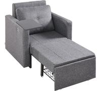 Sofá cama con espacio para dormir, con bolsillo lateral, superficie para colocar almohadas y tablero, y 5 ajustes de respaldo
