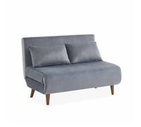 sweeek-Sofá Cama con Patas de Madera, 2 plazas Gris Oscuro - 120x89x80 cm