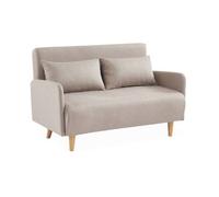 sweeek-Sofá Cama con Patas de Madera de 2 plazas Beige - 131x75x81 cm