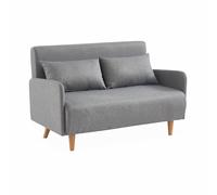 sweeek-Sofá Cama con Patas de Madera de 2 plazas Gris Claro - 131x75x81 cm