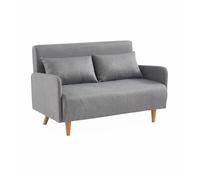 sweeek-Sofá Cama con Patas de Madera de 2 plazas Gris Claro - 131x75x81 cm