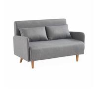 Sofá Cama Con Patas De Madera De 2 Plazas, Gris Claro