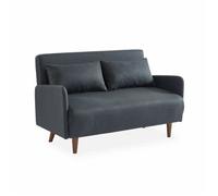 Sofá Cama Con Patas De Madera De 2 Plazas, Gris Oscuro