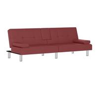 Sofá Cama Con Portavasos Cuero Sintético Rojo Tinto Vidaxl