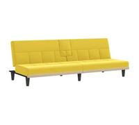 Sofá Cama Con Portavasos Tela Amarillo Claro Vidaxl