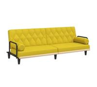 Sofá Cama Con Reposabrazos Tela Amarillo Claro Vidaxl