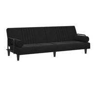 Sofá Cama Con Reposabrazos Terciopelo Negro Vidaxl