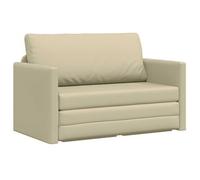 vidaXL Sofá cama 124 x 71 x 78 cm Cuero artificial, ajustable, terciopelo elegante, Crema