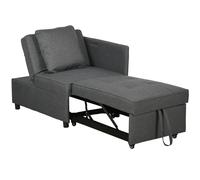 Sofá Cama de 1 Plaza con Respaldo Ajustable Sillón Cama Individual con Almohadas para Dormitorio Apartamento Gris Gris