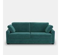 Sofá cama de 2, 3 ó 4 plazas, espuma, en terciopelo, TIMOR. Talla 4 plazas. Color verde esmeralda