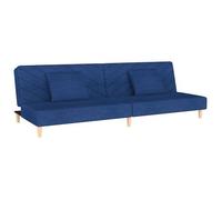 Sofá Cama De 2 Plazas Con Dos Almohadas Tela Azul Vidaxl