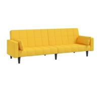 Sofá Cama De 2 Plazas Con Dos Almohadas Tela Color Amarillo Vidaxl
