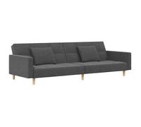 vidaXL Sofá cama de 2 plazas con dos almohadas, tela gris claro