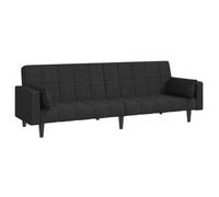 Sofá Cama De 2 Plazas Con Dos Almohadas Tela Negro Vidaxl