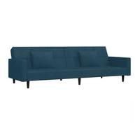 vidaXL Sofá cama de 2 plazas terciopelo azul con dos almohadas