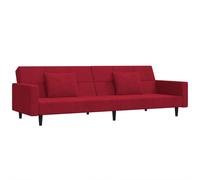 Sofá cama de 2 plazas con dos almohadas terciopelo rojo tinto