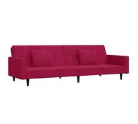 vidaXL Sofá cama de 2 plazas terciopelo rojo tinto con 2 almohadas