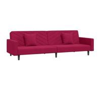 Sofá Cama De 2 Plazas Con Dos Almohadas Terciopelo Rojo Tinto Vidaxl