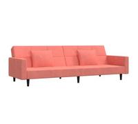 Sofá Cama De 2 Plazas Con Dos Almohadas Terciopelo Rosa Vidaxl