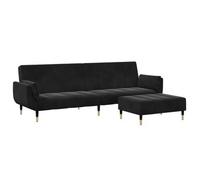 vidaXL Sofá cama de 2 plazas con taburete – Tapizado en terciopelo negro
