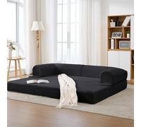 Sofá Cama de 2 Plazas de Pana, para Salón y Dormitorio, Negro, 190x78x65 cm