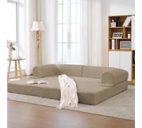 Sofá Cama de 2 Plazas de Pana, para Salón y Huéspedes, Marrón, 190x78x65 cm