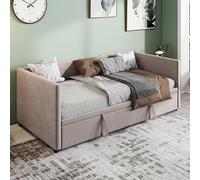 Sofá cama de 200 cm de ancho, sofá convertible en cama, cama armario con sofá, cama Murphy de 90/180 x 200 cm, sofá cama tipo chaise longue con somier, cama doble, tapizado en terciopelo, sin colchón 