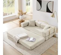 Sofá cama de 3 plazas con espuma de alta densidad, colchón plegable en el suelo, tapicería de tela duradera, fácil montaje, perfecto para sala de estar y habitación de invitados