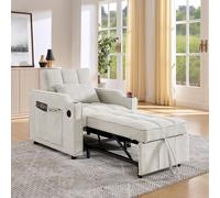 Sofá cama de 3 plazas, con sistema deslizante y puertos de carga USB, diseño compacto ideal para salones y habitaciones de invitados, color blanco