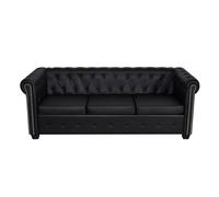 Sofá cama de 3 plazas convertible para salón cama de invitados diván plegable para salón asientos interiores de casa cuero sintético negro 02_0018893