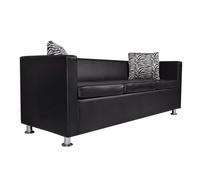 Sofá cama de 3 plazas convertible para salón cama de invitados diván plegable para salón interior de casa asientos de piel sintética negro 02_0020106