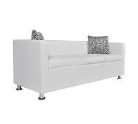 Sofá cama de 3 plazas convertible salón cama de invitados diván plegable para salón asientos interiores de casa cuero sintético blanco 02_0020696