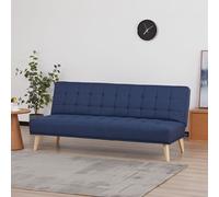 Sofá cama de 3 plazas, modelo 'Pukkila', desplegable, dimensiones 180 x 86 x 81 cm, tapizado en tela, color azul oscuro