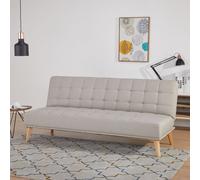 Sofá cama de 3 plazas, modelo 'Pukkila', desplegable, dimensiones 180 x 86 x 81 cm, tapizado en tela de color gris claro