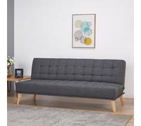 Sofá cama de 3 plazas, modelo 'Pukkila', desplegable, dimensiones 180 x 86 x 81 cm, tapizado en tela de color gris oscuro