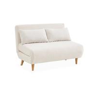 sweeek-Sofá Cama de Borreguito, 2 plazas Crema - 120x89x80 cm