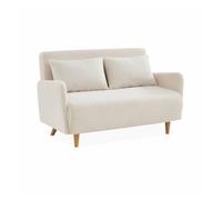 Sofá Cama De Borreguito Blanco, 2 Plazas, Crema