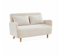 Sofá Cama De Borreguito Blanco, 2 Plazas, Crema