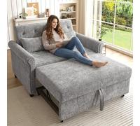 Sofá Cama de Chenilla, Sofá de 2 Plazas, Gris, 120.00 x 80.00 x 82.00 cm