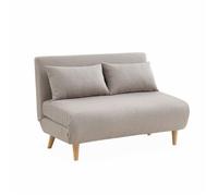 Sofá Cama De Con Patas De Madera, 2 Plazas, Beige