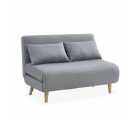 Sofá Cama De Con Patas De Madera, 2 Plazas, Gris Claro