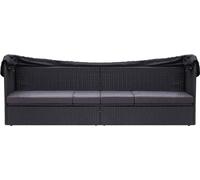 Sofá cama de exterior marca vidaXL, con toldo, de ratán sintético, color